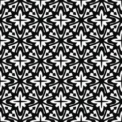 Flower geometric pattern. Seamless vector background. White and black ornament. Ornament for fabric, wallpaper, packaging. Decorative print