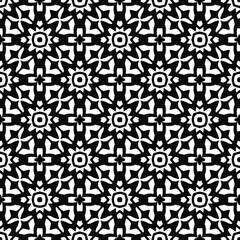 Flower geometric pattern. Seamless vector background. White and black ornament. Ornament for fabric, wallpaper, packaging. Decorative print