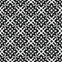Flower geometric pattern. Seamless vector background. White and black ornament. Ornament for fabric, wallpaper, packaging. Decorative print