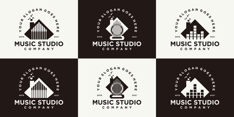 set of creative music house logo, studio music logo and other business reference