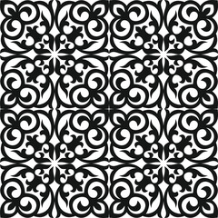 Vector monochrome seamless Kazakh national ornament. Mongolian, Kyrgyz, Kalmyk patterns. Yurt and clothing decoration. Print of the nomadic peoples of the great steppe.
