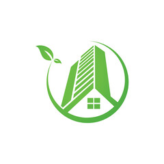 abstract green apartment logo icon