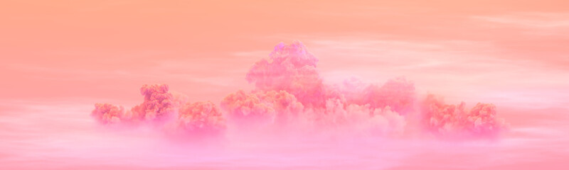 orange panorama of cumulus clouds sunrise backdrop - design nature 3D rendering