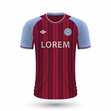 Realistic soccer shirt Aston Villa 2022, jersey template for football kit.