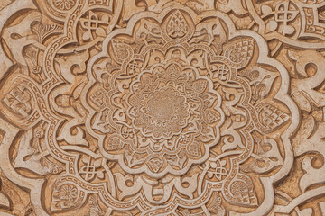 Arab background remanding to Islam culture. Design created using droste effect on a 13th century architectural detail in a mosque.