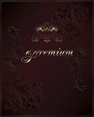 Vintage background mandala business card invitation with golden lace ornaments and art deco floral decorative elements