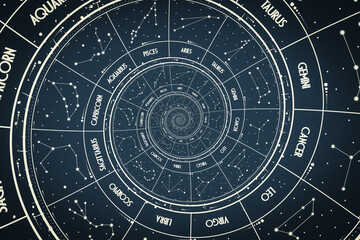 Droste effect background. Abstract design for concepts related to astrology and fantasy.
