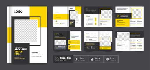 Company profile pages brochure template layout design, modern colorful shape minimalist business brochure or annual report template design all elements and text editable