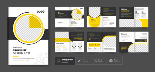 Company profile pages brochure template layout design, modern colorful shape minimalist business brochure or annual report template design all elements and text editable