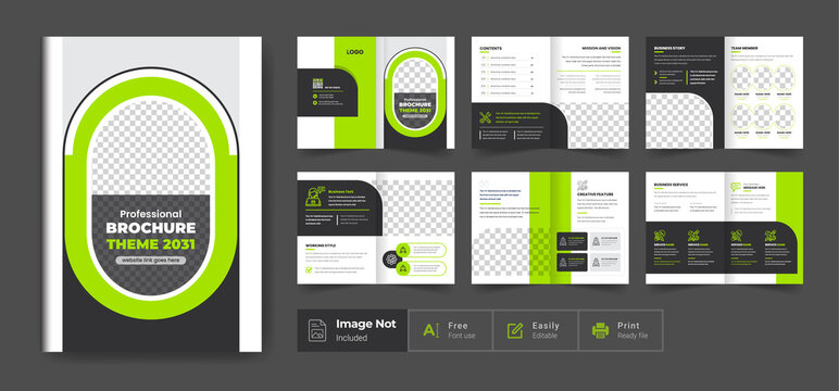 Company profile pages brochure template layout design, modern colorful shape minimalist business brochure or annual report template design all elements and text editable