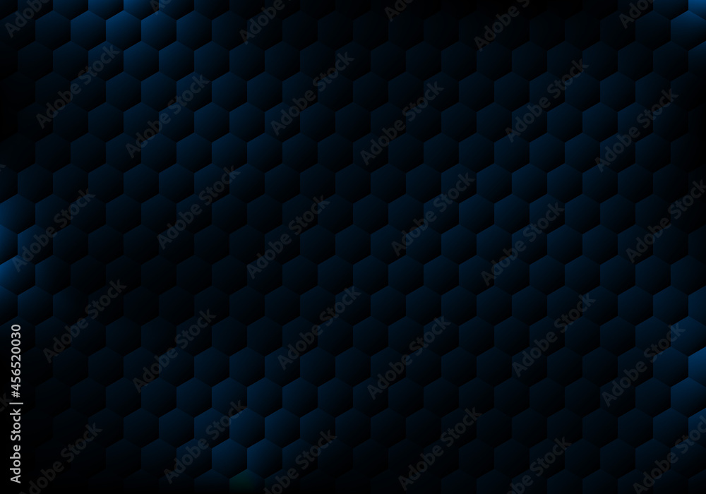 Poster abstract black hexagon pattern blue lighting effect background and texture