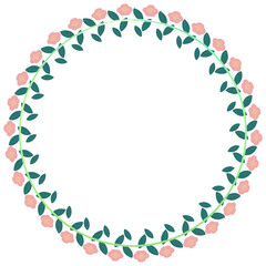 Round floral pattern of pink flowers on a white background for decoration of invitations
