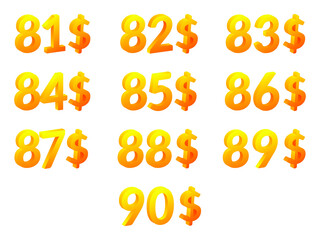 81-90 dollar logo icon vector. Dollar Sign