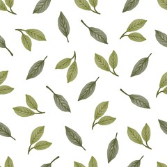 seamless pattern of green leaves for background and fabric design