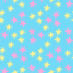 Color stars pattern in doodle technique for design. Vector illustration.