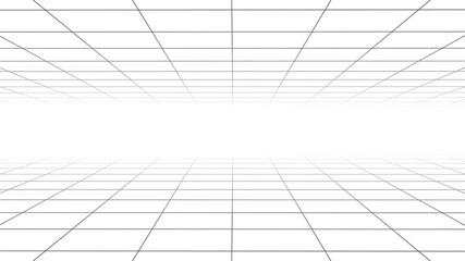 Vector perspective grid. Digital cyberspace. Network connection structure. White background concept.
