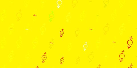 Light Red, Yellow vector background with woman symbols.