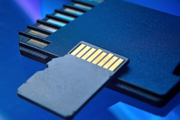 micro sd flash drive and adapter for it close-up.