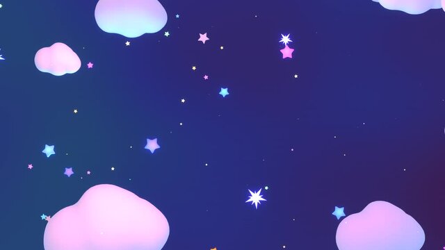 Looped cartoon starry night sky animation.SS cartoon starry night sky
