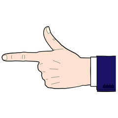illustration of a hand in a pointing pose (white background, vector, cut out)