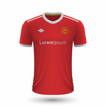 Realistic soccer shirt Manchester United 2022, jersey template for football kit.
