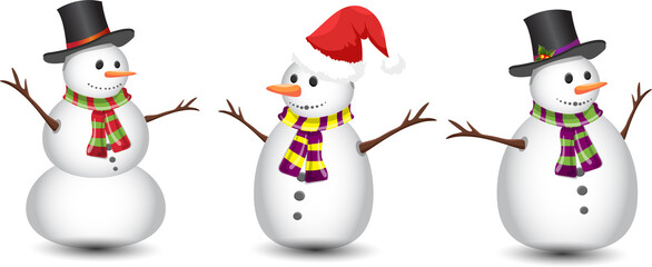 Snowman set Christmas collection vector illustration design 