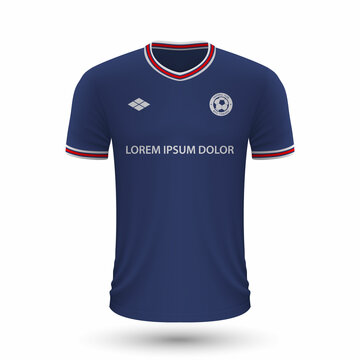 Realistic soccer shirt PSG 2022, jersey template for football kit.
