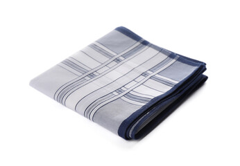 Folded handkerchief isolated on white. Stylish accessory
