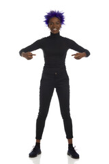 Happy Black Woman Is Standing And Pointing At Herself