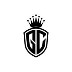 Monogram logo with shield and crown black simple GC
