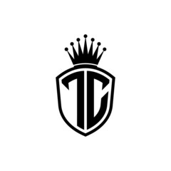 Monogram logo with shield and crown black simple IC