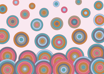 Fototapeta premium Psychedelic Color Background, Abstract Pattern with Colorful Rings, Circles, Bubbles