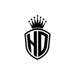 Monogram logo with shield and crown black simple HD