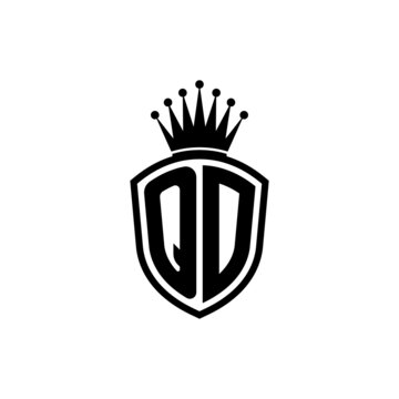Monogram logo with shield and crown black simple QD