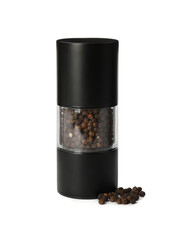 Pepper shaker isolated on white. Spice mill