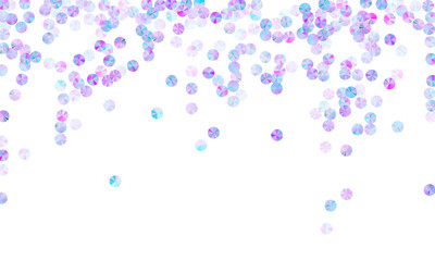 Violet sequins confetti placer vector background. Festive shimmering bead elements holiday decor top view. Christmas confetti scatter lustering background.