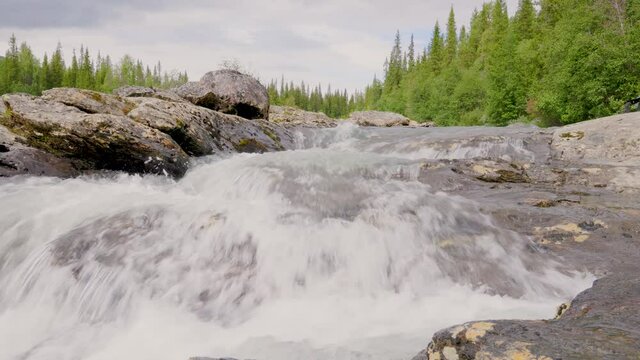 Waterfall near STF Kvikkjokk Fjallstation and the kungsleden hike trough Sweden lapland.