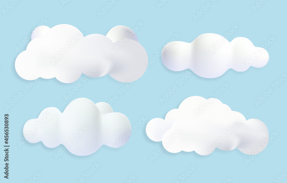Poster 3d render of clouds. realistic graphic elements for website, beautiful sky. pictures for printing on