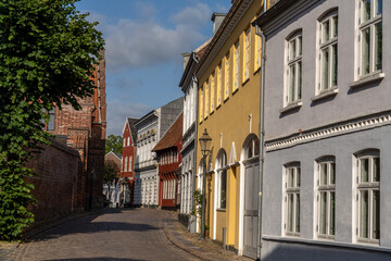 Fototapeta na wymiar The charming old town of Ribe, Jutland, the oldest town in Denmark and Scandinavia.