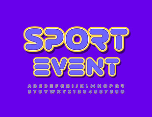 Obraz premium Vector creative sign Sport Event with abstract style Font. Sticker Alphabet Letters and Numbers set