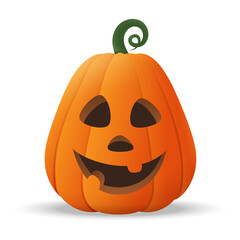 Halloween Jack O Lantern pumpkin with funny face expression - isolated on transparent background