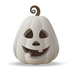 Halloween Jack O Lantern white pumpkin with funny face expression - isolated on transparent background