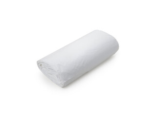 White color roll trash plastic bag on isolated white background