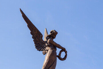 Monument in the form of an angel with wings
