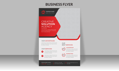 Corporate Business Flyer Template Layout with Red Accents