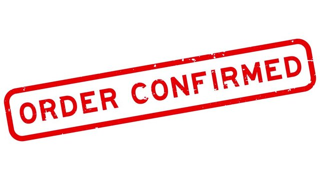 Grunge red order confirmed word rubber stamp zoom on white background