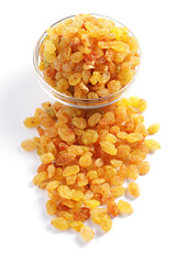 Raisins on a white