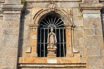 Santiago de Compostela, Spain. Statue of Our Lady of Mount Carmel Chapel of O Carme de Abaixo (Low Carmel), a church near the river Sarela
