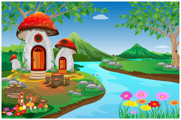 beautiful hut in forest vector design