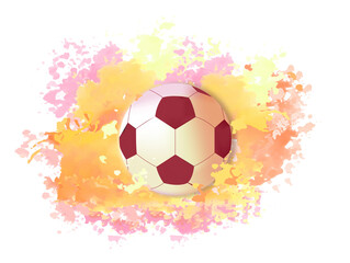 Fototapeta premium Soccer ball on bright colors. Football images. Abstract pictures for printing on fabric. Stylish wallpaper for smartphone or computer. Flat realistic vector illustration isolated on white background